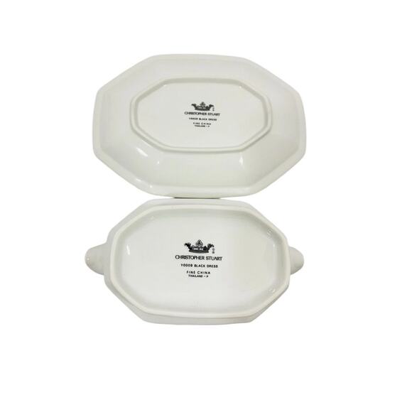 Christopher Stuart Gold Black Dress Y0009 Gravy Boat & Underplate - Picture 4 of 5